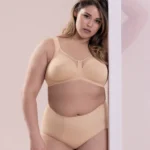 Reggiseno beige Clara con slip alto