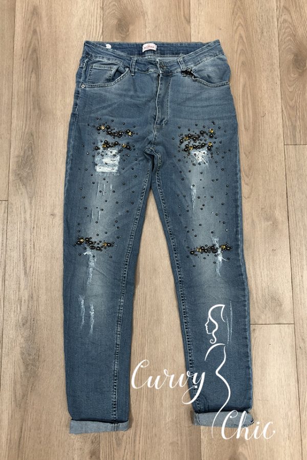 KIM Jeans con perle e strass Curvy Chic