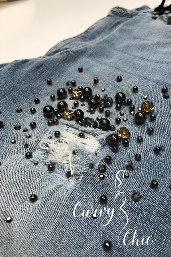 KIM Jeans con perle e strass Curvy Chic