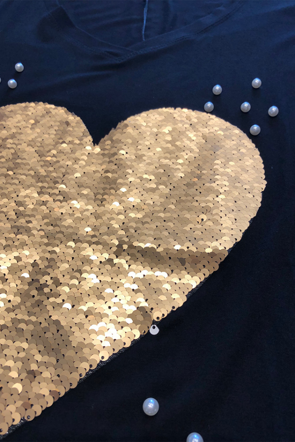 Maglia Coeur blu dettaglio del cuore