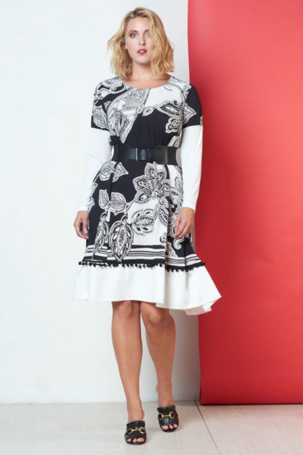Abito Nora con fantasia black and white